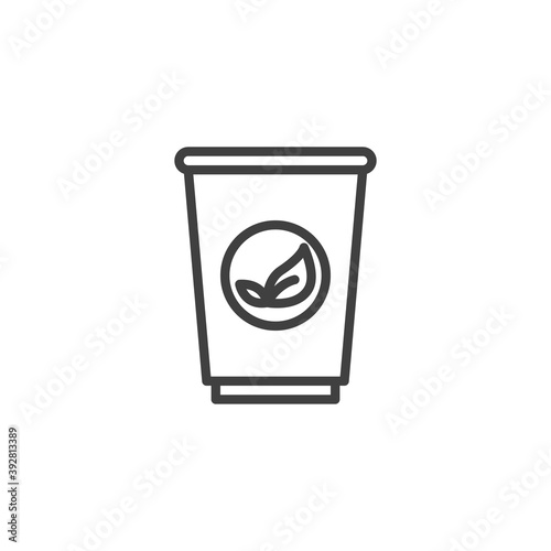 Green tea cup line icon. linear style sign for mobile concept and web design. Herbal tea outline vector icon. Symbol, logo illustration. Vector graphics