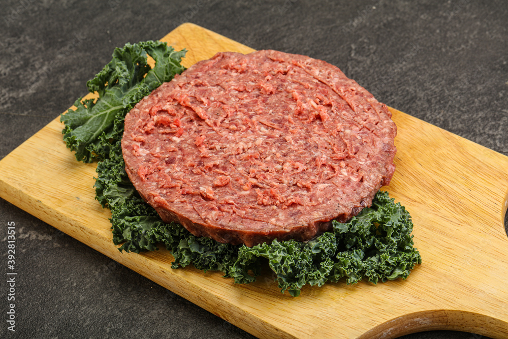 Raw beef burger cutlet for burger Raw beef burger cutlet for burger