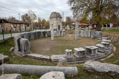 World's first macellum ruins. The Aizanoi Ancient City. Stones of Ancient Roman Macellum at Aizanoi, Anatolia, Turkey. photo