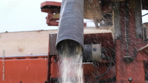 Sawing machine at wood production factory. Slow motion.
