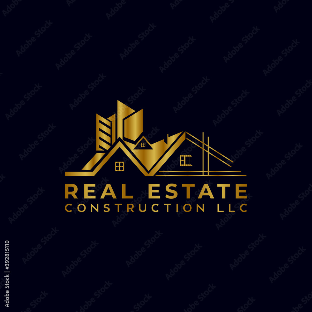 Obraz premium Creative real estate logo design. House, Property development, construction, and building icon template.