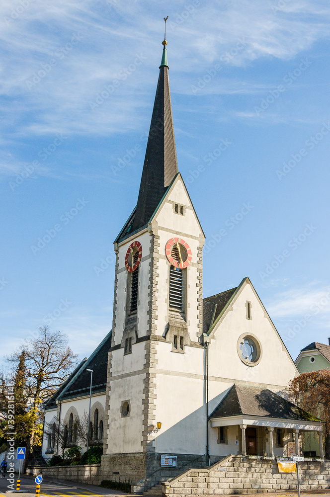Rheinfelden, reformierte Kirche, Stadtmauer, Altstadt, Stadt, Aargau, Rhein, Rheinufer, Stadtrundgang, Herbst, Schweiz