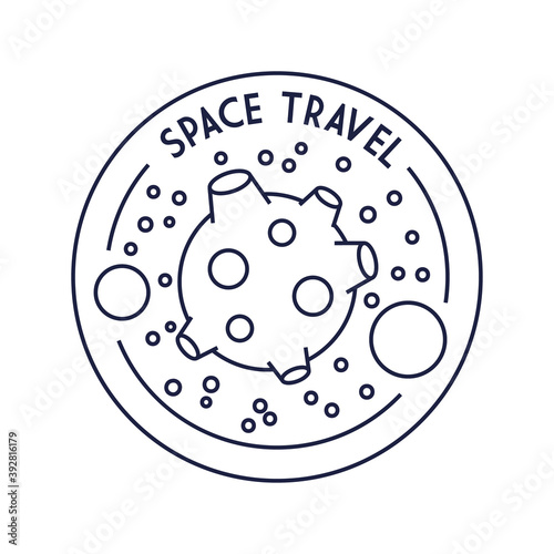 space travel badge with mars planet line style