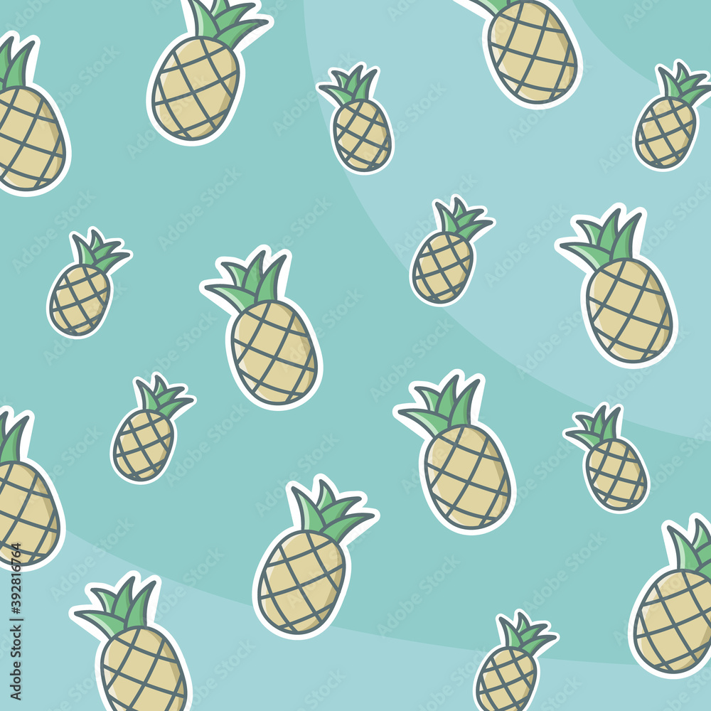Fototapeta premium Pattern Pineapple Fruit Summer