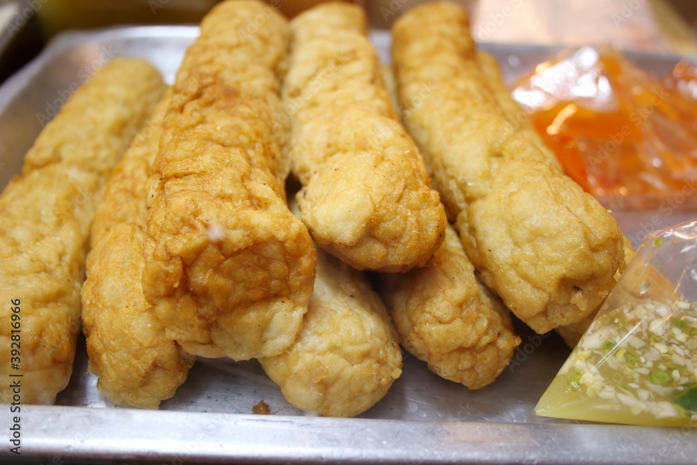 Group of Chinese style Fried Fish bar on tray, Thailand. Group of Chinese style Fried Fish bar on tray, Thailand.
