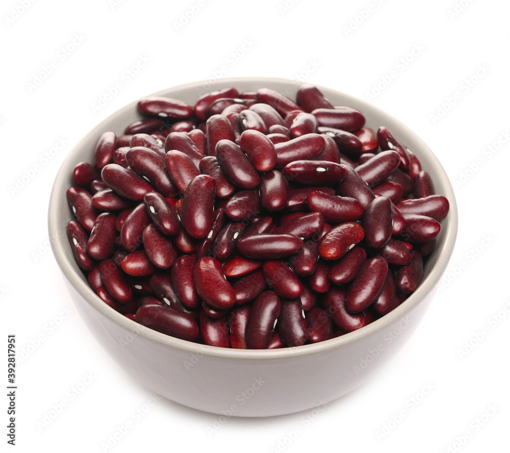 Red kidney beans in bowl isolated on white background Red kidney beans in bowl isolated on white background