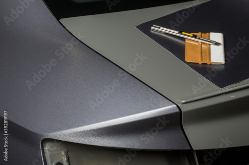 Car details before and after foil wrapping