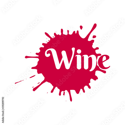 Logotipo con tipografía Wine en salpicadura de líquido en color granate