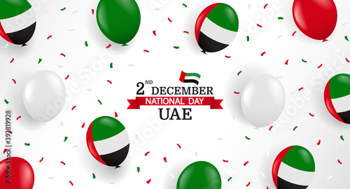 Vector Illustration of National Day United Arab Emirates. Background with balloons and confetti.
