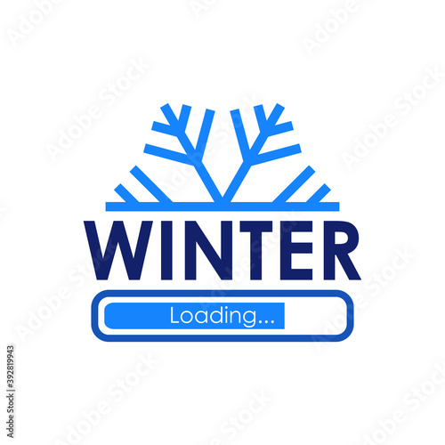 Símbolo loading. Logotipo con texto Winter con barra de progreso en color azul