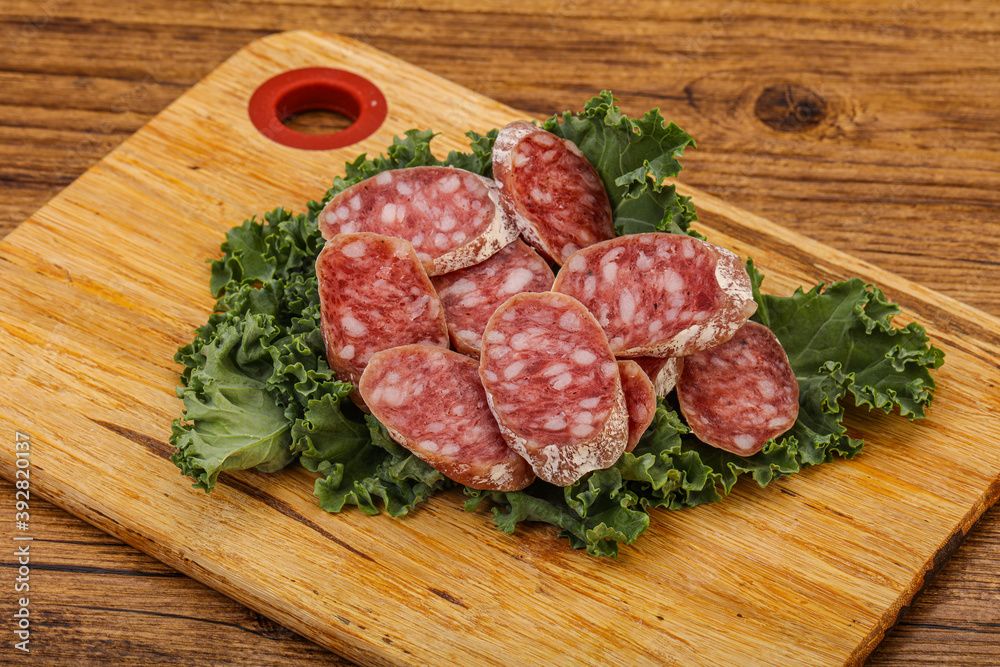 Iberian pork Fuet sausage slices Iberian pork Fuet sausage slices