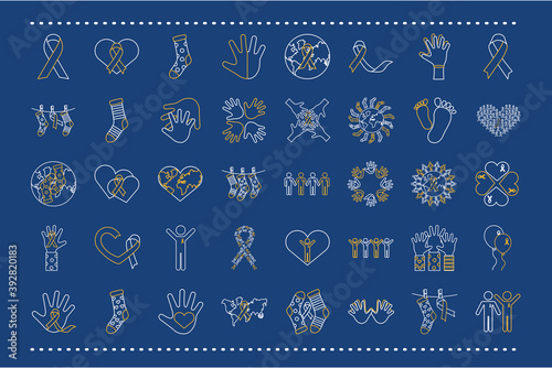 bundle of fourty down syndrome set icons