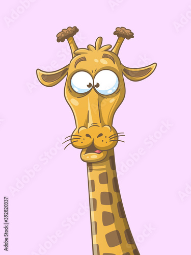 Funny cartoon giraffe. Hand drawn vector illustration with separate layers.
