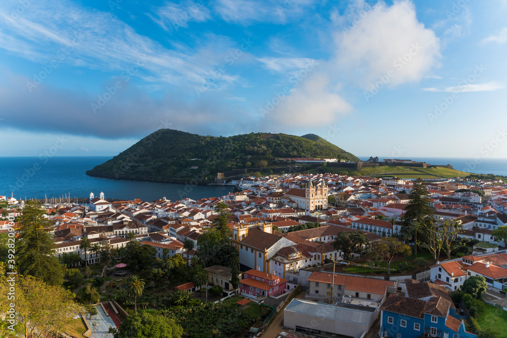 View of the historic center of Angra do Heroismo, a UNESCO world heritage city, Terceira, Azores, Portugal