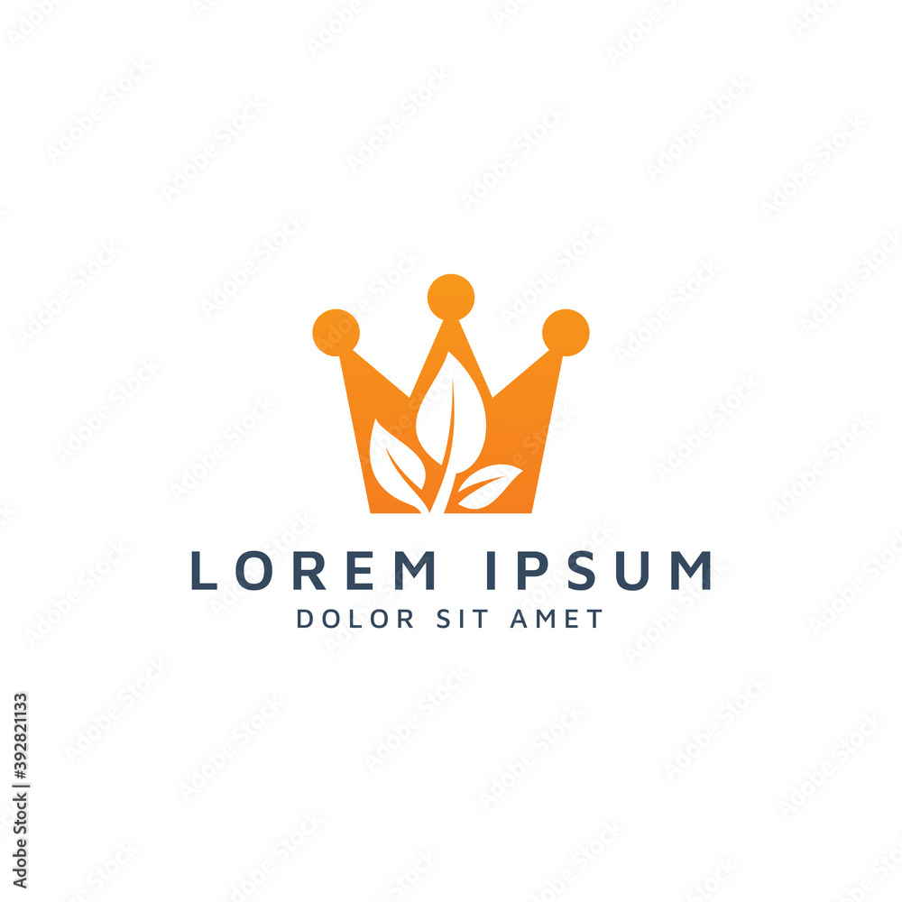 crown and leaf negative space logo design crown and leaf negative space logo design