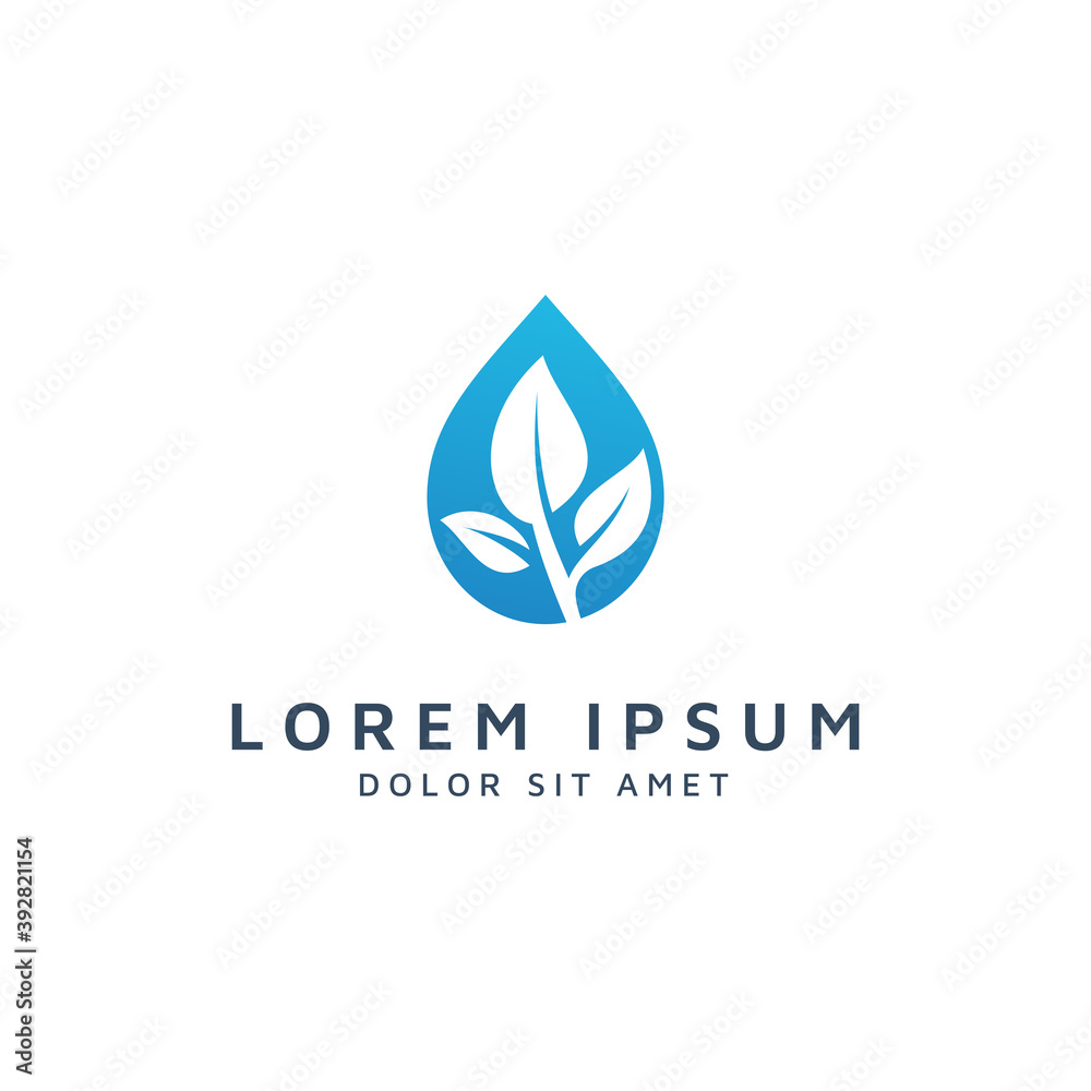 drop and leaf negative space logo design