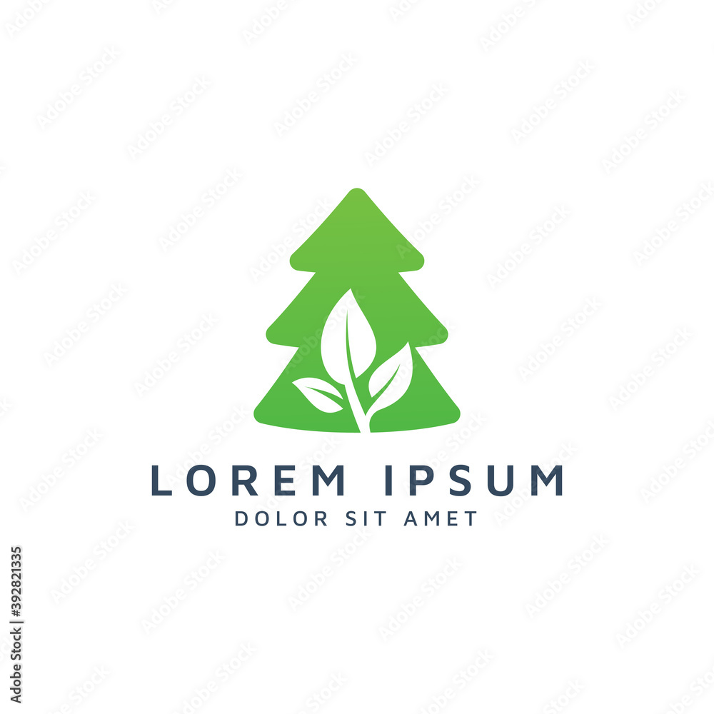 tree and leaf negative space logo design