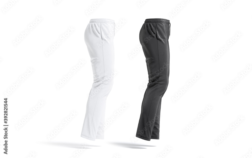 Blank black and white sport pants mock up, isolated Blank black and white sport pants mock up, isolated