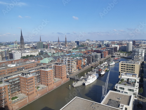 Aussicht auf Innen- und Speicherstadt 1 aufgenommen von Elbphilharmonie, Hamburg