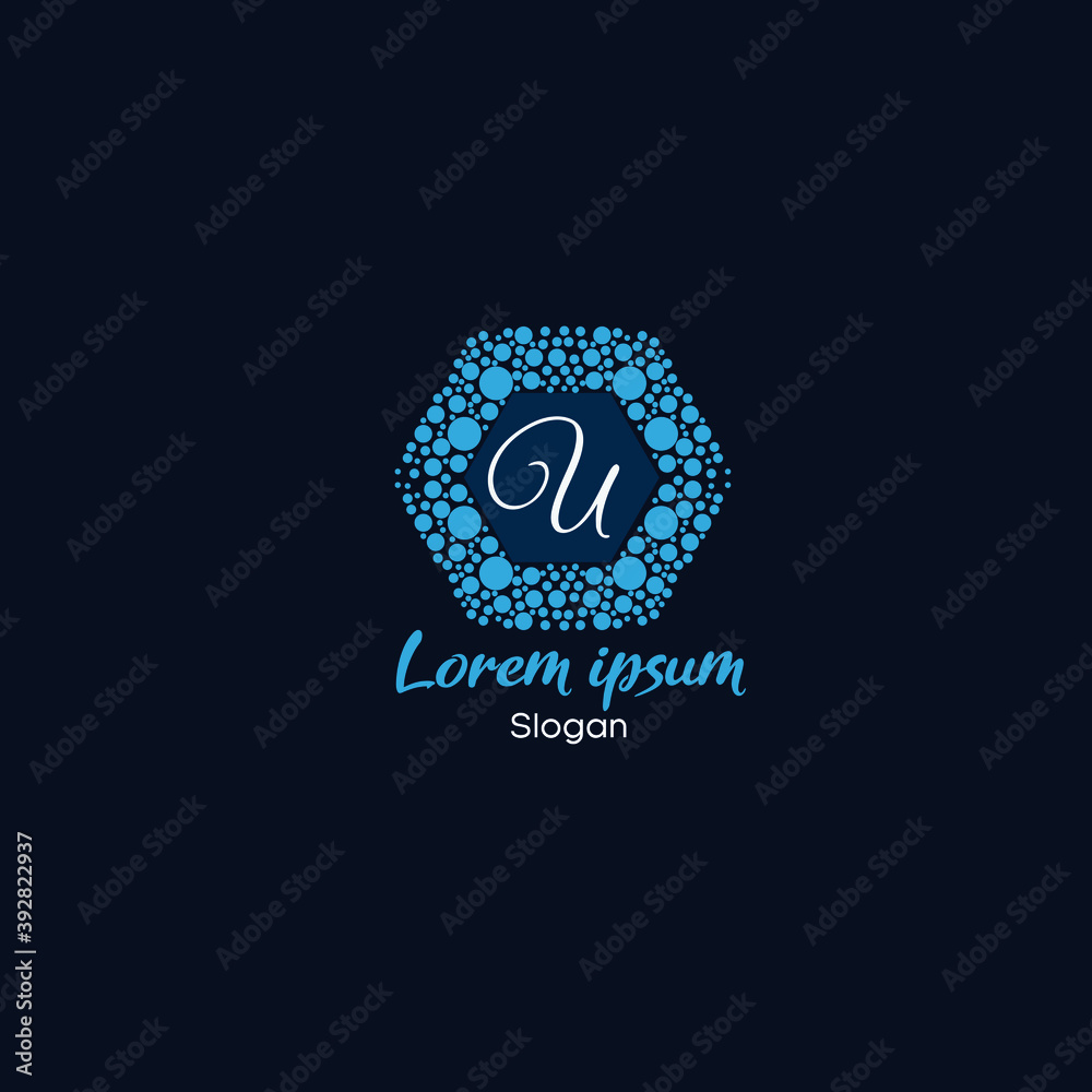 Logo Design For Letter U .Hexagon Vector Bubbles Design For Alphabet U .Creative logo Design For Letter “U”.