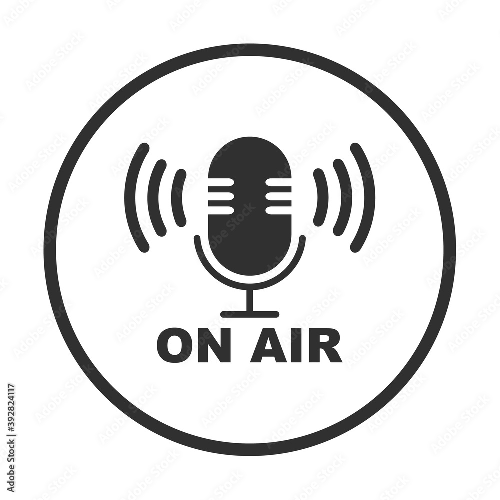 Microphone. On Air vector icon isolated on white background. Vector illustration. Microphone. On Air vector icon isolated on white background. Vector illustration.