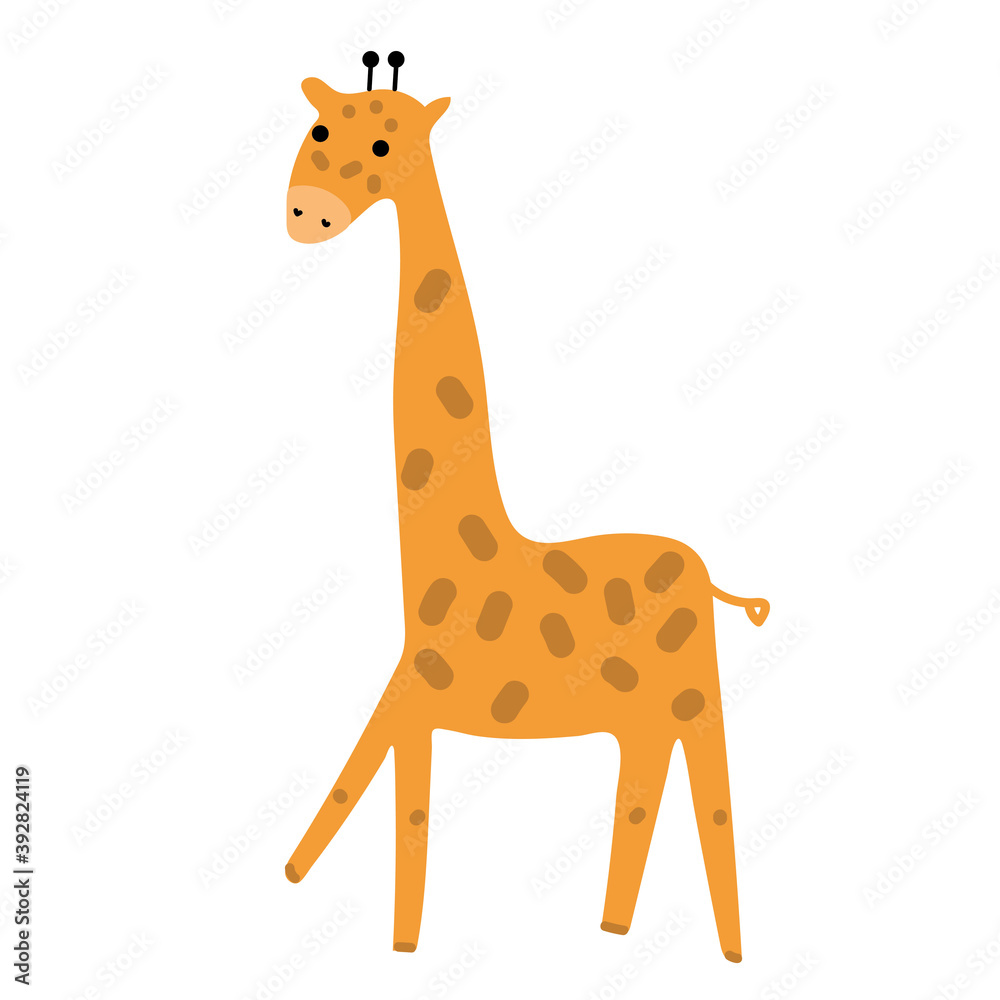 Cute smile giraffe in pastel color background. kids print for fabric, t-shirt, poster, card. vector ilustration Cute smile giraffe in pastel color background. kids print for fabric, t-shirt, poster, card. vector ilustration