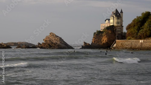 Surfers at Cotes des Basques in Biarritz, France