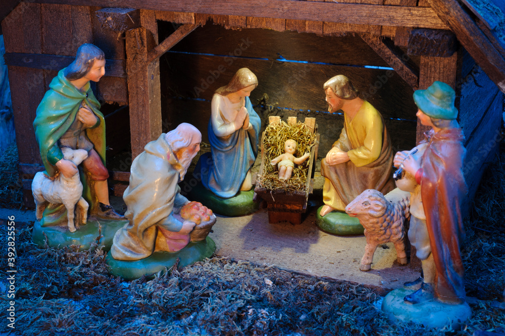 christmas crib at stable in Bethlehem