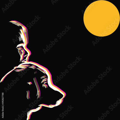 dog and kid retro abstract art vector.