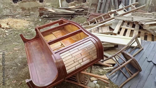 Wallpaper Mural Old Furniture to Throw Away at Ruins Of Abandoned Building Torontodigital.ca