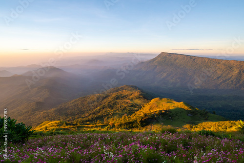 Phu Thap Boek, mountains and flowers in front
