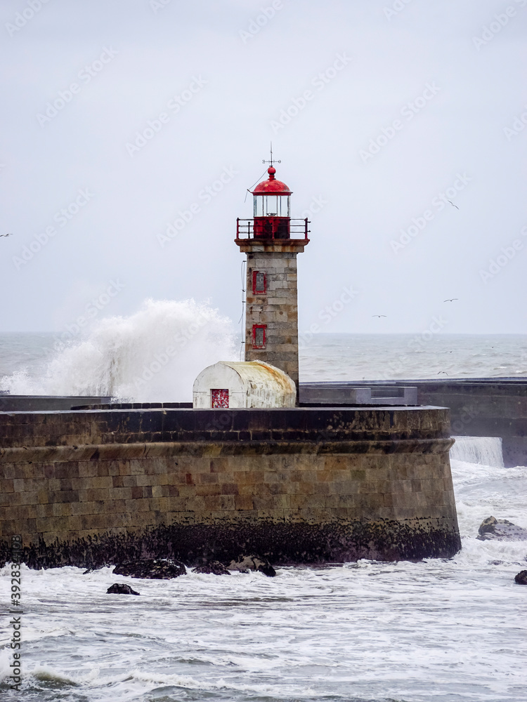 Felgueiras lighthouse in Porto coast of Portugal