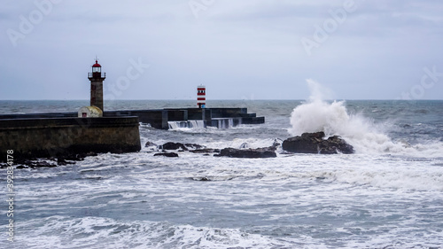 Felgueiras lighthouse in Porto coast of Portugal