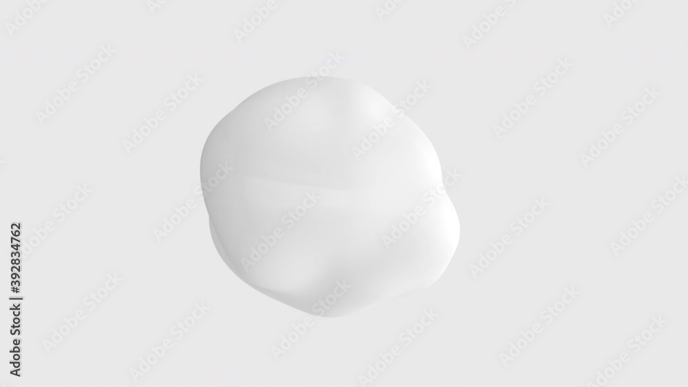 3D render of liquid white surface like milk, 4K abstract animation of sphere with fractal noise displacement effect