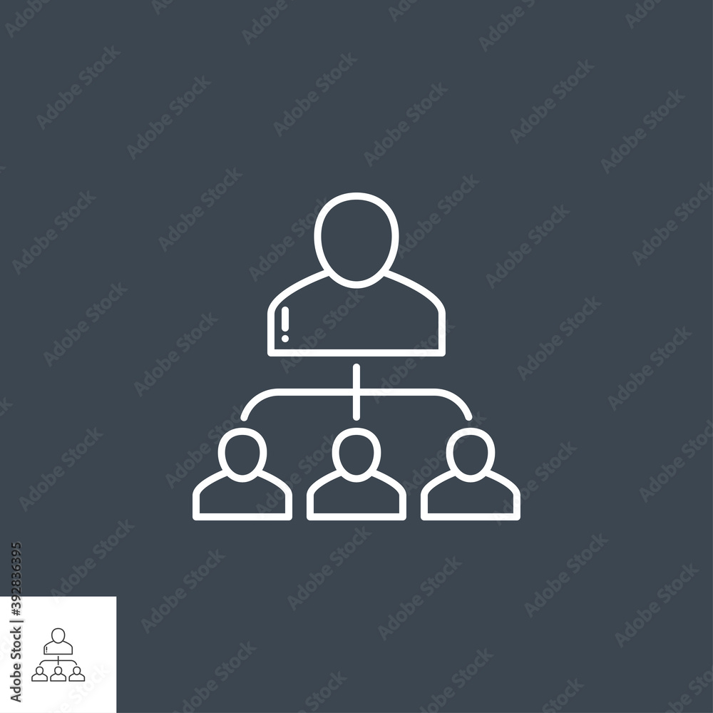 Subordination Related Vector Line Icon. Isolated on Black Background. Editable Stroke.