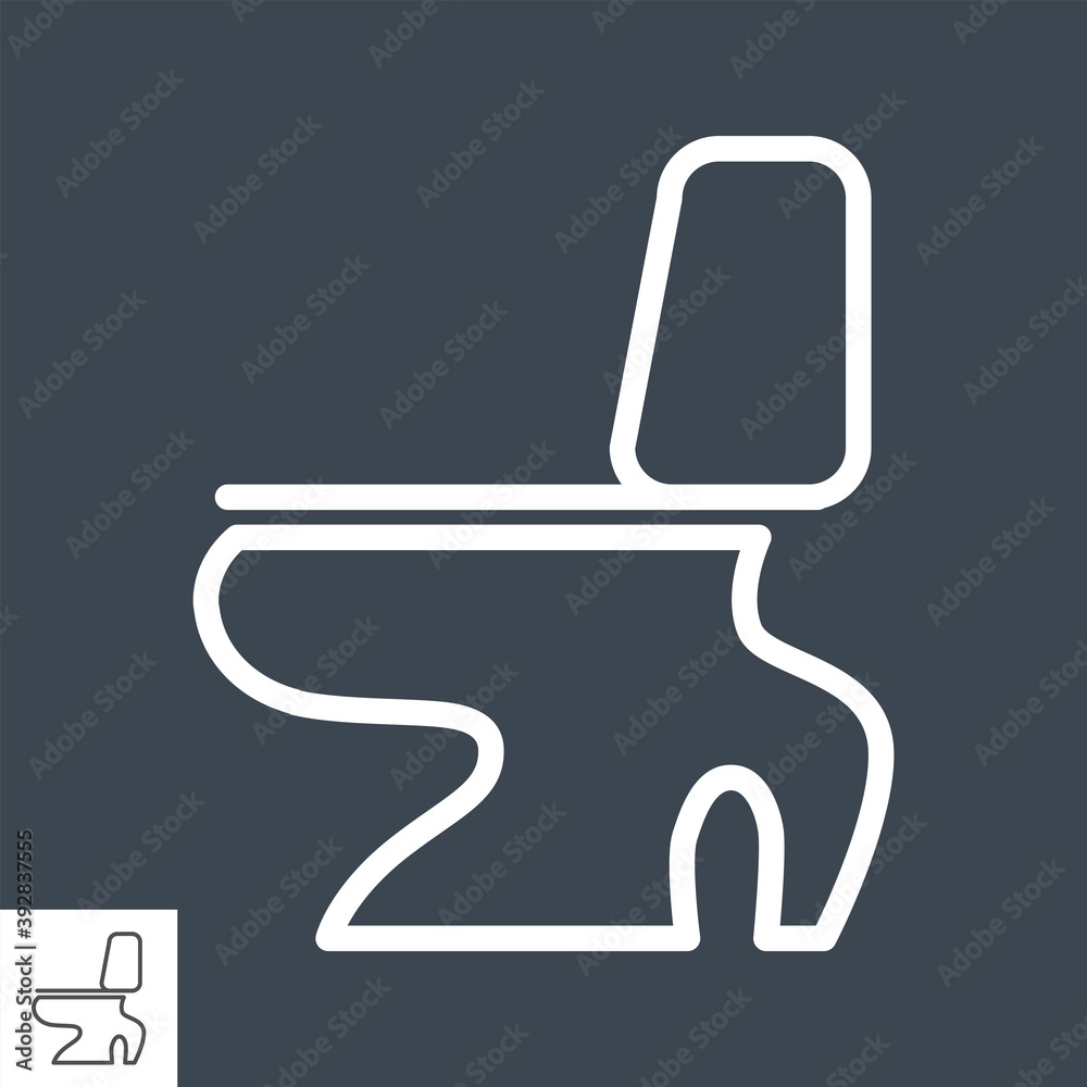 Toilet Thin Line Vector Icon Isolated on the Black Background. Toilet Thin Line Vector Icon Isolated on the Black Background.