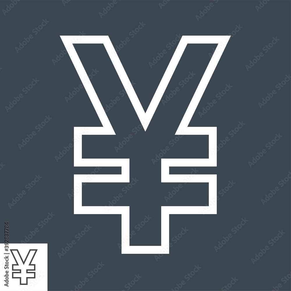Yen Thin Line Vector Icon. Flat icon isolated on the Black background. Editable EPS file. Vector illustration.