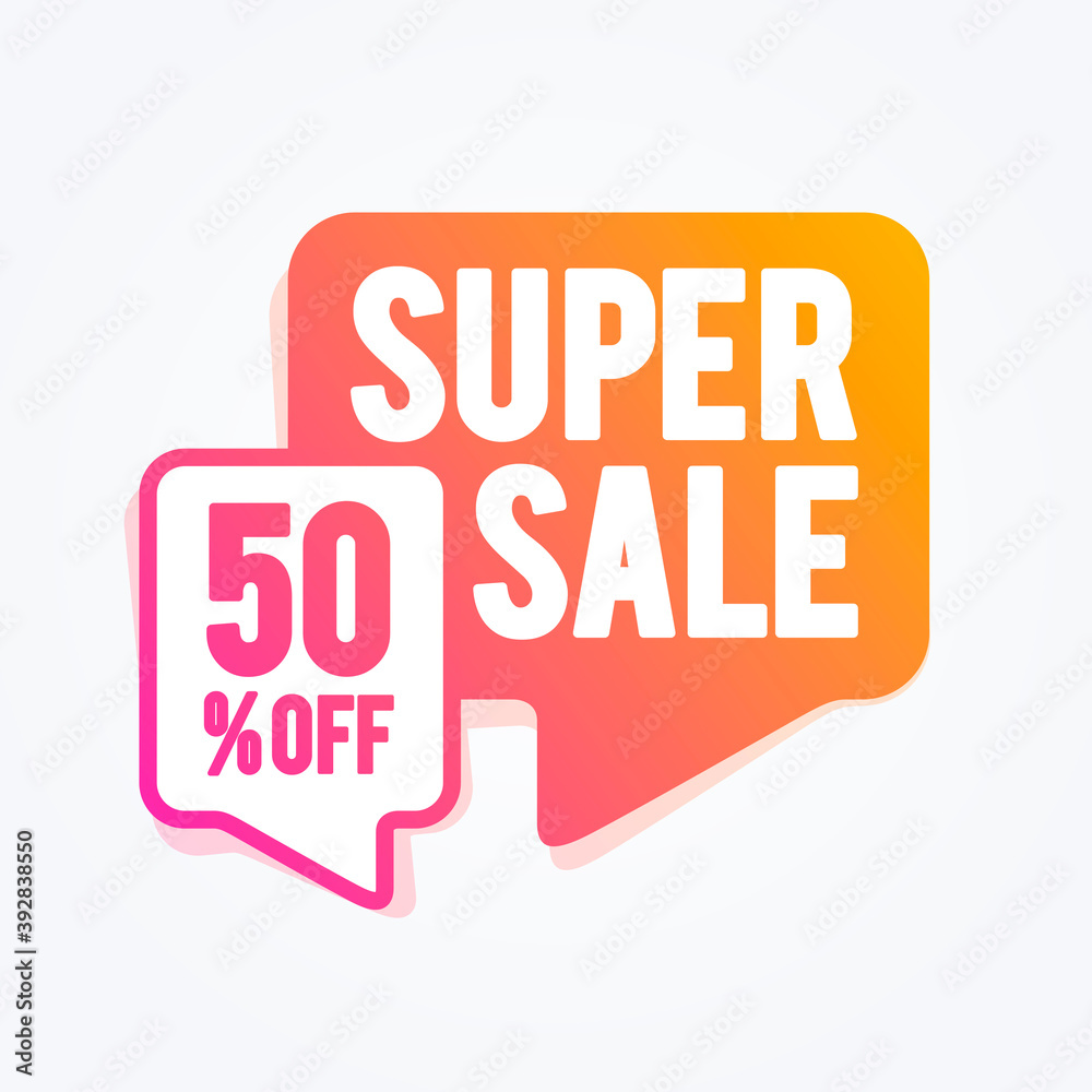 Vector Illustration Super Sale 50 Percent Off Speech Bubble Vector Illustration Super Sale 50 Percent Off Speech Bubble