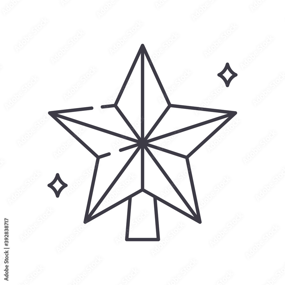 Christmas star icon, linear isolated illustration, thin line vector, web design sign, outline concept symbol with editable stroke on white background. Christmas star icon, linear isolated illustration, thin line vector, web design sign, outline concept symbol with editable stroke on white background.