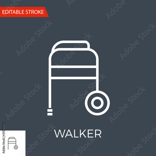 Walker Thin Line Vector Icon. Flat Icon Isolated on the Black Background. Editable Stroke EPS file. Vector illustration.