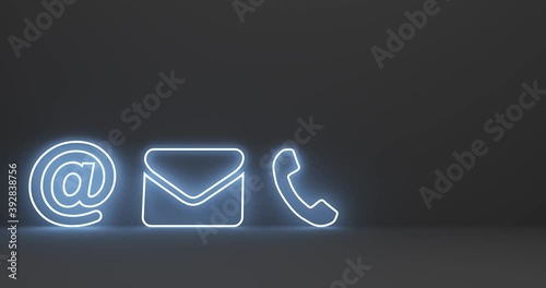 abstract contact icons as neon light with alpha mask 4k - 3D rendering