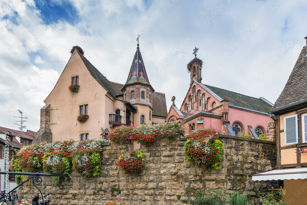 Main square in Eguisheim, Alsace, France