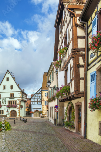 Main square in Eguisheim  Alsace  France
