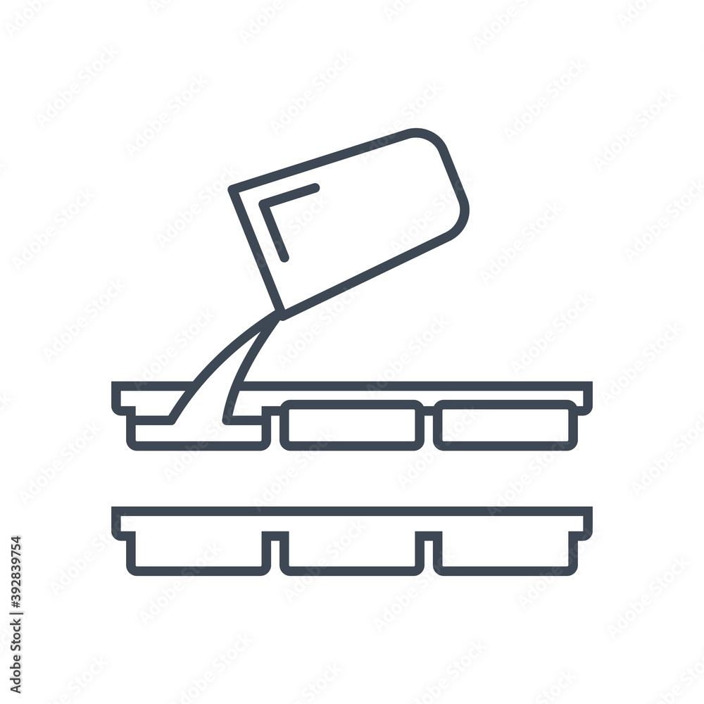 Thin line icon food industry, pouring into mold Thin line icon food industry, pouring into mold