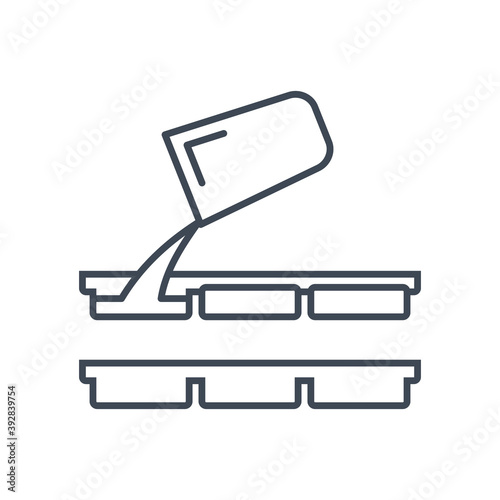 Thin line icon food industry, pouring into mold