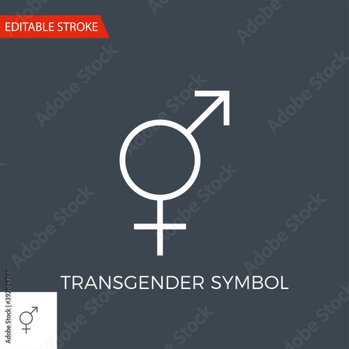 Transgender Symbol Thin Line Vector Icon. Flat Icon Isolated on the Black Background. Editable Stroke EPS file. Vector illustration.