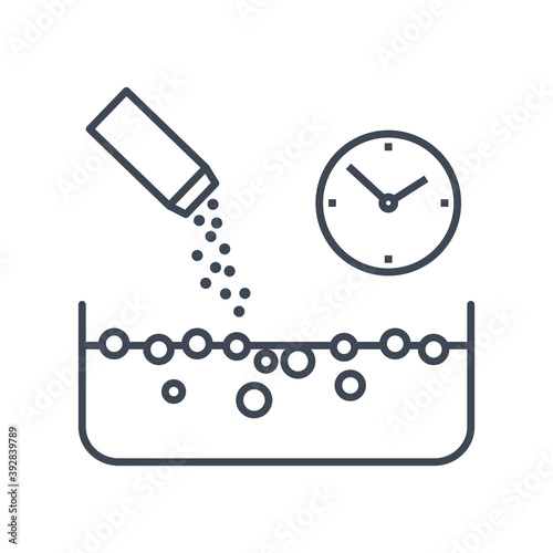 Thin line icon beverages and food industry, pouring ingredients