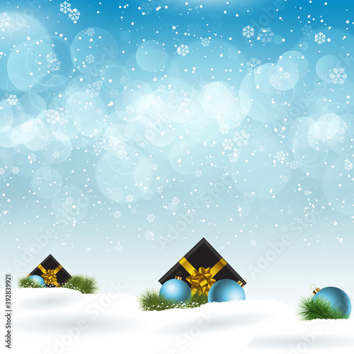 Christmas gifts nestled in snow