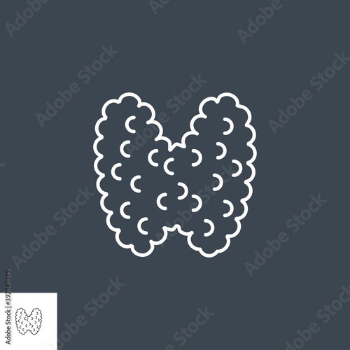Thyroid Related Vector Line Icon. Isolated on Black Background. Editable Stroke.