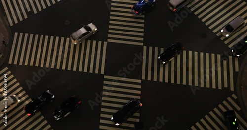 A night Sukiyabashi crossing in Ginza high angle photo